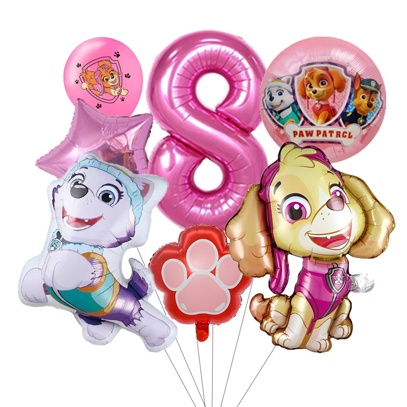 7 stücke Cartoon PAW Patrol Geburtstag Dekoration Aluminium Film Digital Ballon Set Hund Chase Kinder Party Liefert Spielzeug