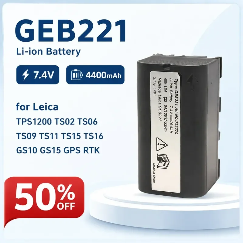 

7.4V 4400mAh GEB221 Li-ion Battery for Leica TPS1200 TS02 TS06 TS09 TS11 TS15 TS16 GS10 GS15 GPS RTK