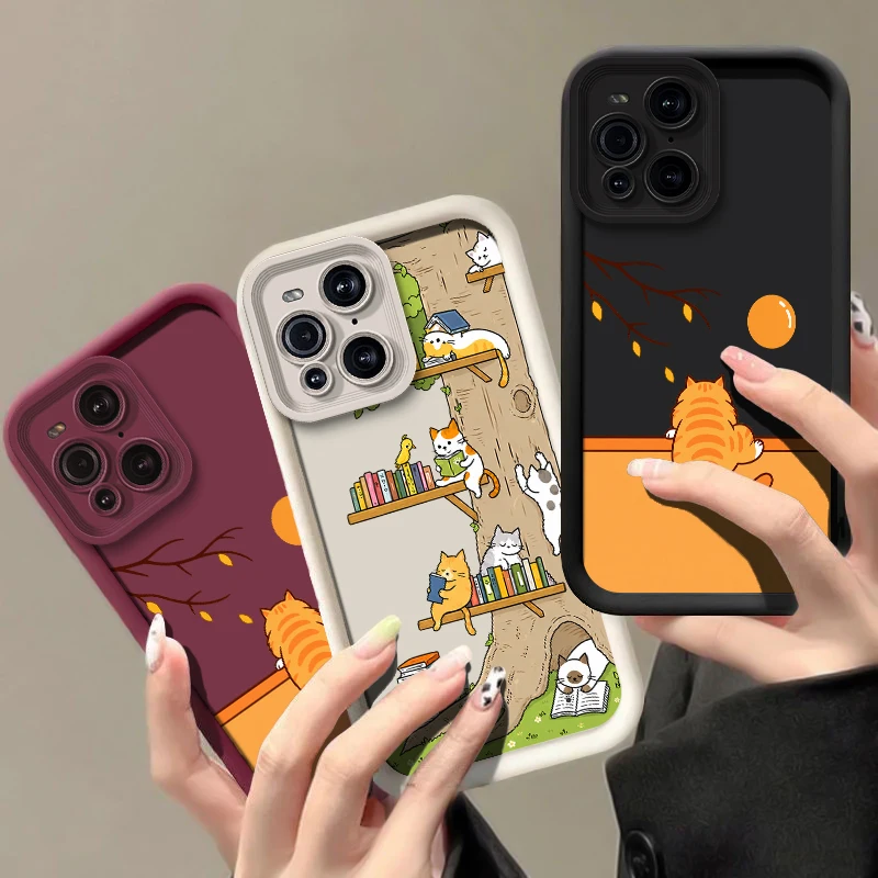 Coque de téléphone à motifs d’animaux de dessins animés pour OPPO Find X9, X8, X5 Pro, X3, X2 Lite, résistante aux chocs, en silicone souple, coque de protection.