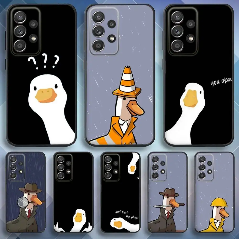 

Cartoon Funny Duck Phone Case For Samsung S 25,24,23,22,30,21,10,9,Ultra,Plus,Lite,FE,4,5 G Soft Black Case