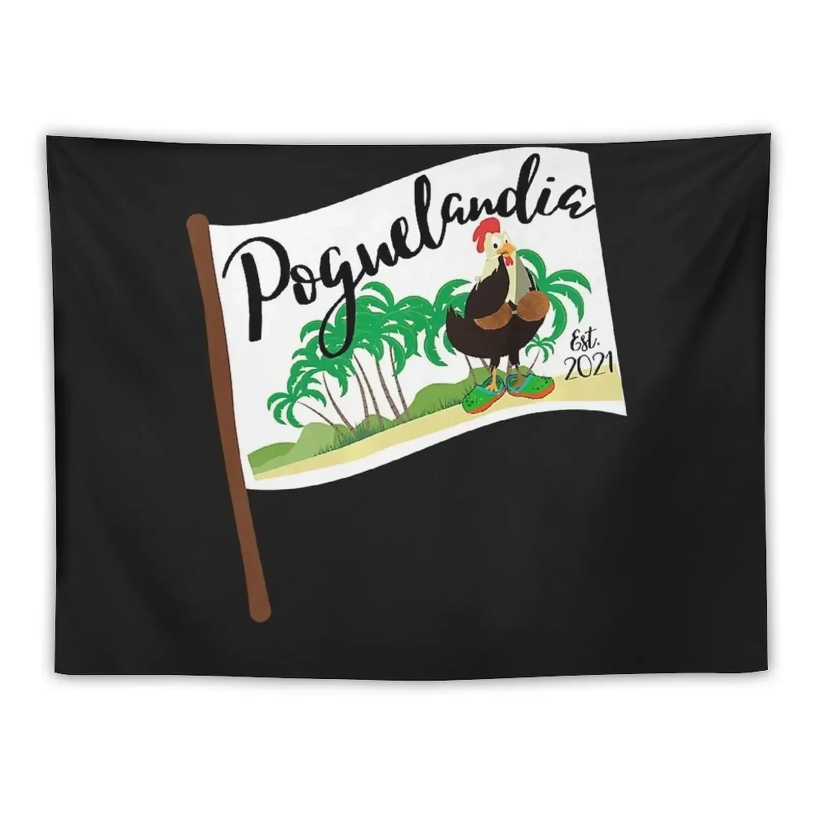 Poguelandia Flag with Chicken in Coconut Bra Tapestry Room Decorations Decoration Room Tapestry