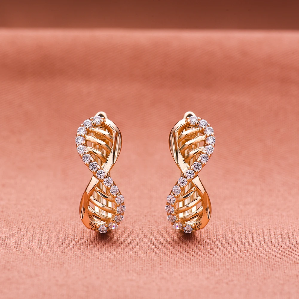 French Style Lines Zircon Stud Earrings Ladies Luxury Classic Fashion Jewelry Accompanies Banquet Shiny Gifts for Friends Family