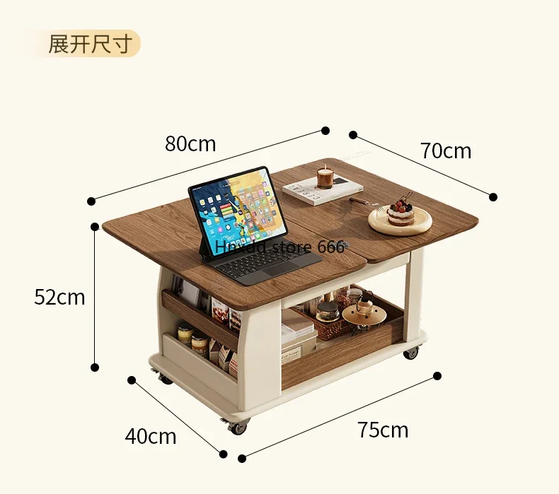 Medieval style movable coffee table solid wood coffee table folding table