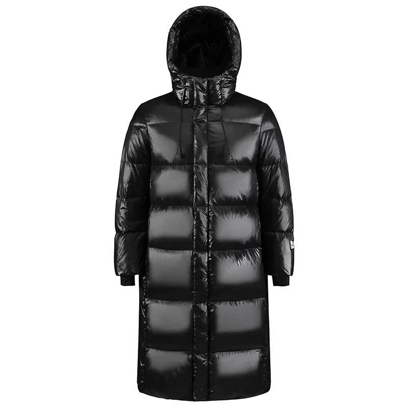 Winter Black Gold Down Jacket Men\'s Long Brand Glossy Waterproof White Duck Down Warm Parka Short Women Lightweight Hooded Coat