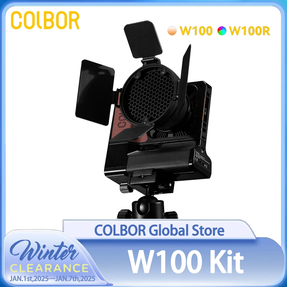 COLBOR Wonder Kit W100 RGB Video Light Photography Fill Light Built-in NFC with Battery Base for Outdoor Studio Vlog Shoot