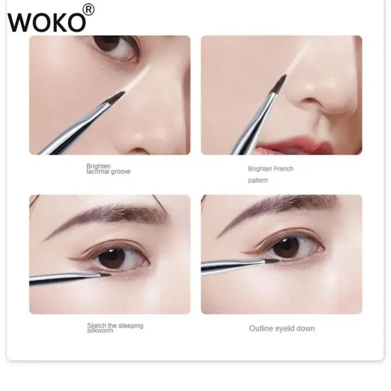 Pennello per eyeliner con lama di aggiornamento Pennello per sopracciglia piatto ultra sottile ad angolo fine sotto gli occhi Pennello per trucco Pennello per dettagli precisi