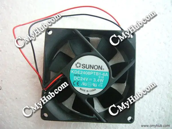 For SUNON KDE2408PTB1 6A 318 DC 24V 3.4W 8025 8CM 80mm 80x80x25mm 2Pin 2Wire Cooling Fan KDE2408PTB1-6A 6A 318