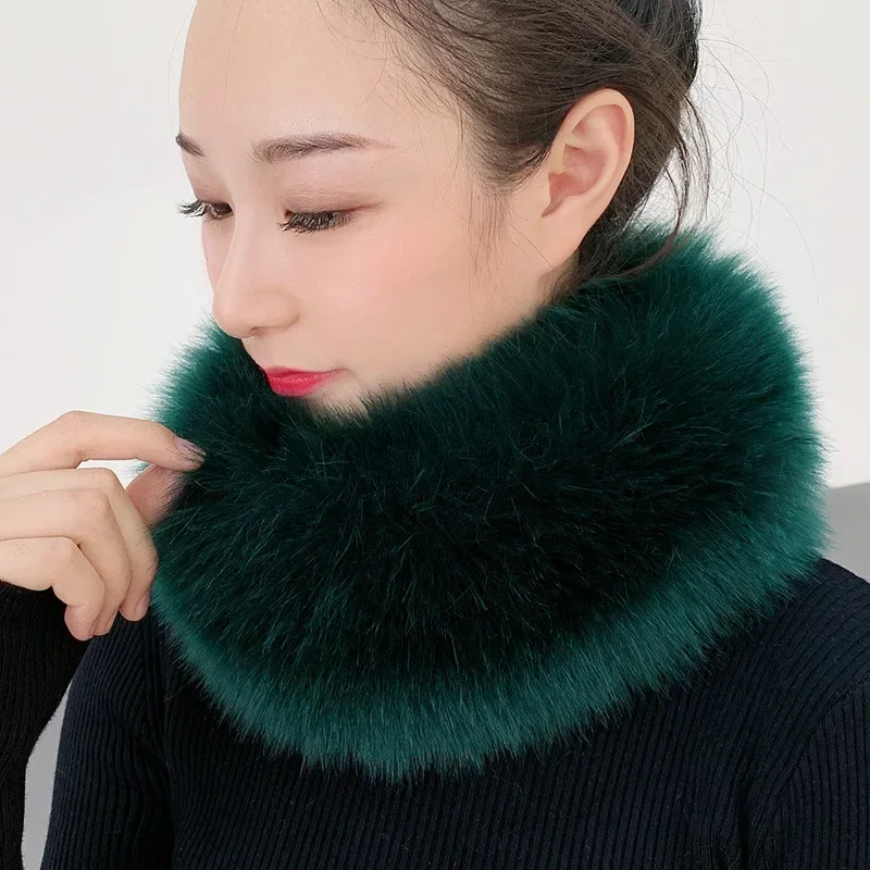 

Length Furry Scarves Winter Warm Women Fashion Faux Fox Fur Collar Scarf Shawl Stole Furry Neck Wrap Circles