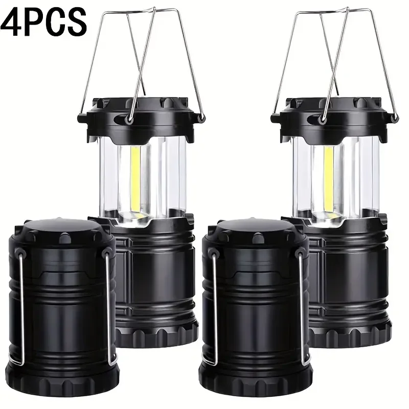 1/2/4Pcs Ultra Bright COB LED Camping Lantern Portable Foldable Emergency Flashlight Battery Powered for Home Camping Decor