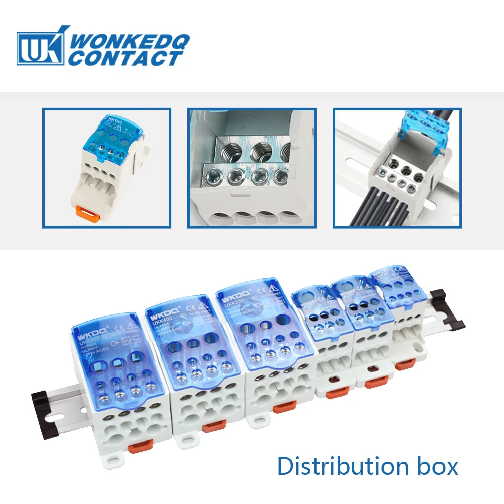 UKK Distribution Box One In Several Out Power Electrical Connector Junction Din Rail Terminal Block UKK80A/125A/160A/250A/400A