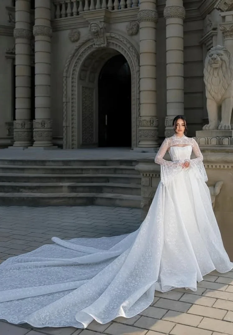 

Кружевные свадебные платья Бальное платье Vestidos 2 En 1, демонстрационное Boda Vestido De Novia, корсет Mangas Largas Minimalista, платье на заказ