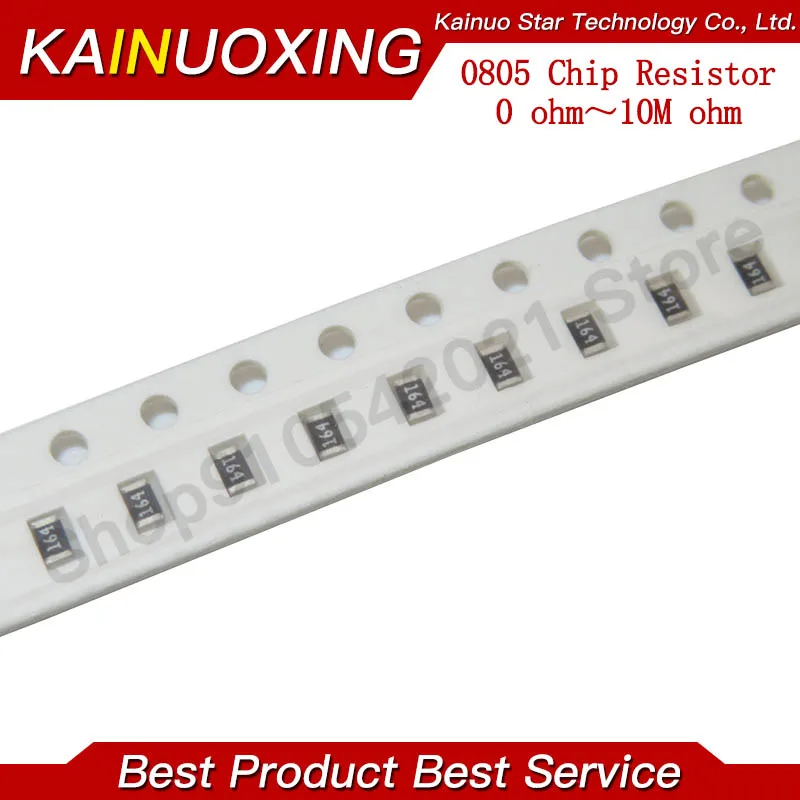 100PCS 0805 Resistor SMD Accuracy 1% 0 ohm ~ 10M ohm 1K 2.2K 10K 100K 1R 10R 100R 150R 220R 330R