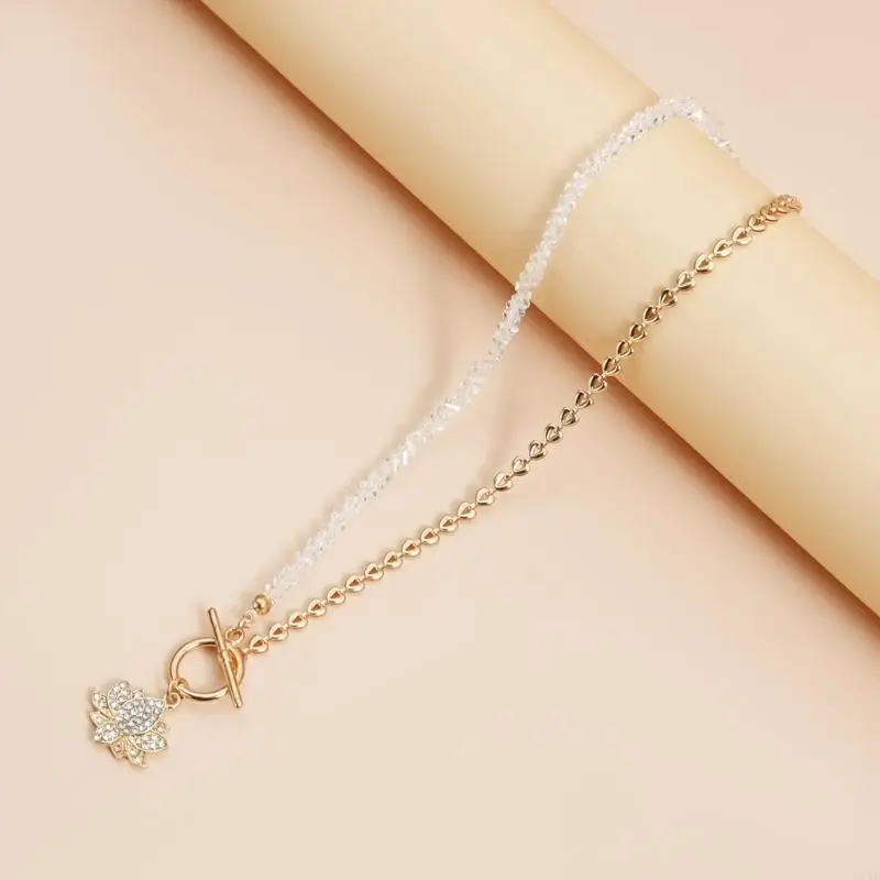  Simple And Minimalist Triangular Flower Necklace With Sparkling Stone Features
