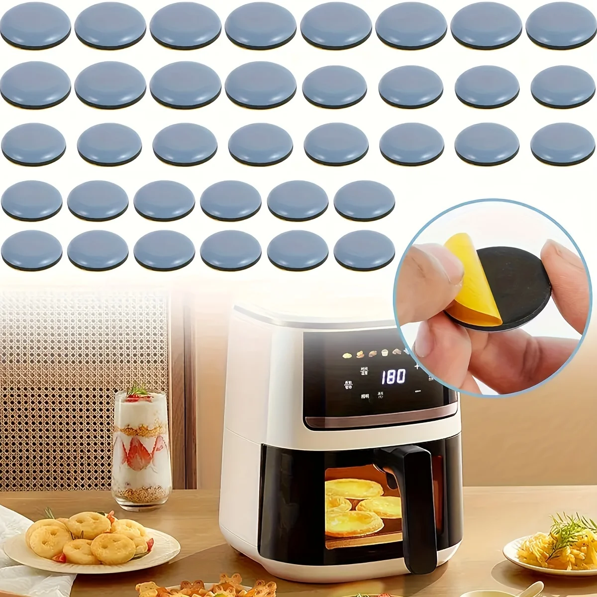 24/36pcs Self-Adhesive Kitchen Appliance Sliders for Coffee Maker,Air Fryer,Mixer,Blender,Pressure Cooker - Easy To Move