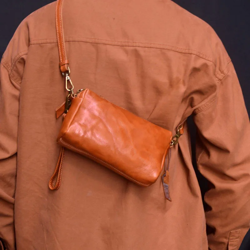 

Casual Commuter Women's Leather Crossbody Bag Zipper Multi-Layer Small Bag Vintage Fine Hardware Cowhide Fashionable Soft Cot...