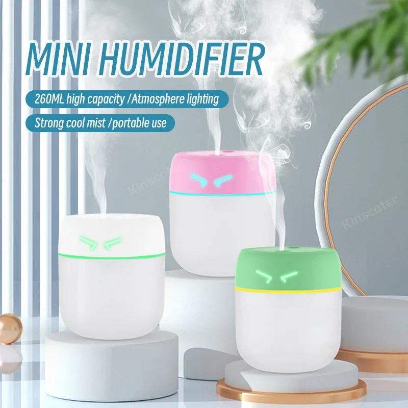 

260ML Mini Ultrasonic Air Humidifier Romantic Light USB Essential Oil Diffuser Car Purifier Aroma Anion Mist Maker