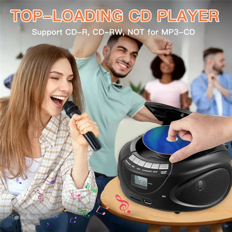 

FORW-Multifunctional CD Cassette Player Bluetooth AM/FM Radio Portable CD Player Student Learning MP3 Stereo Music Player