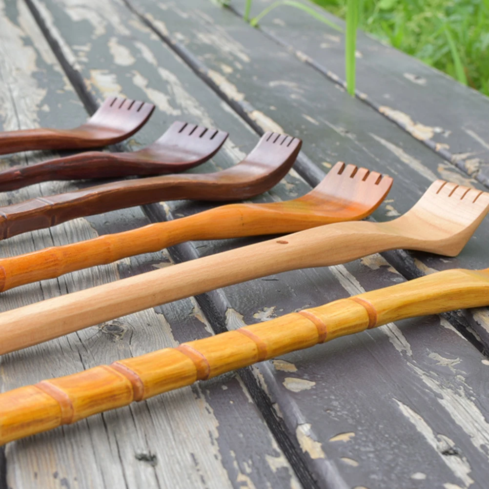 

2pcs Wooden Back Scratcher Claw Scratcher Body Massage Tool Red Round Shape Durable Long Handle Reaches Hard-To-Reach Areas Back