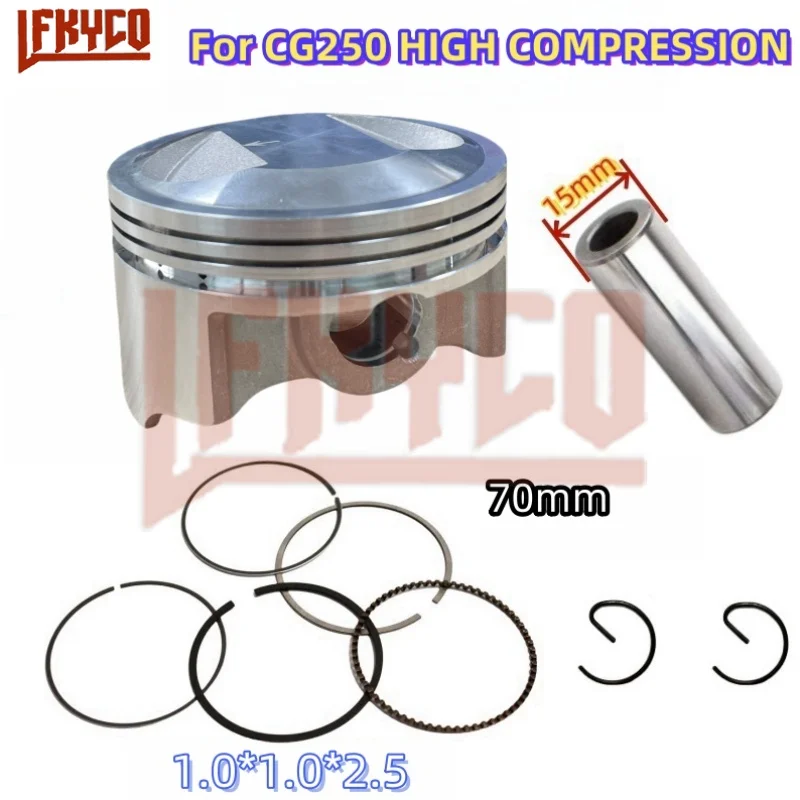 Motorcycle Accesories 70mm Big Bore for Honda CRF230 CG250 CG 250CC To 300CC CG300 High Compression Piston 15mm Pin Rings Kit