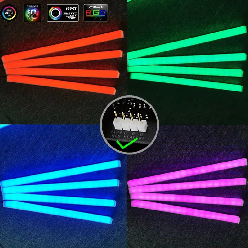 12V 4Pin Aluminum Alloy RGB PC Case LED Strip Magnetic Computer Light Bar RGB Color Change AURA Motherboard PC Game DIY Decor