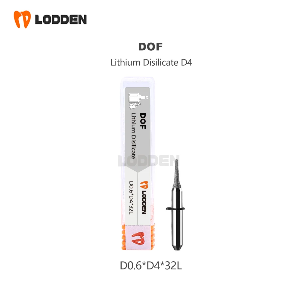 DOF Dental Milling Bur Grinding Lithium Disilicate D4 Shank 32MM Length 0.6/1.0/2.5MM Cutting Glass Ceramic Dental Grinding Tool