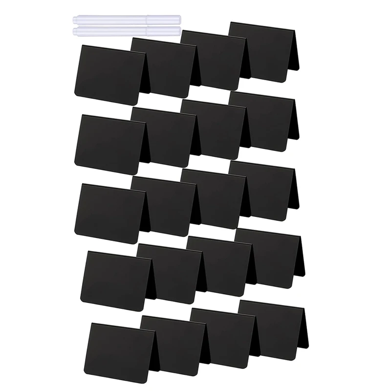 

20 Pieces Mini Chalkboard Signs A-Shaped Chalkboard Tables Buffet Tags PVC Erasable Blackboards With White Chalk Markers