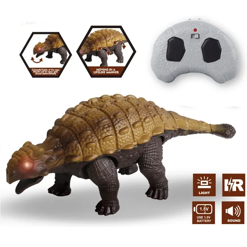Simulation de dinosaure Animal RC Ankylosaure Tanychosaurus, dinosaure télécommandé avec lumières sonores, modèle nouveauté, jouet cadeaux pour garçons