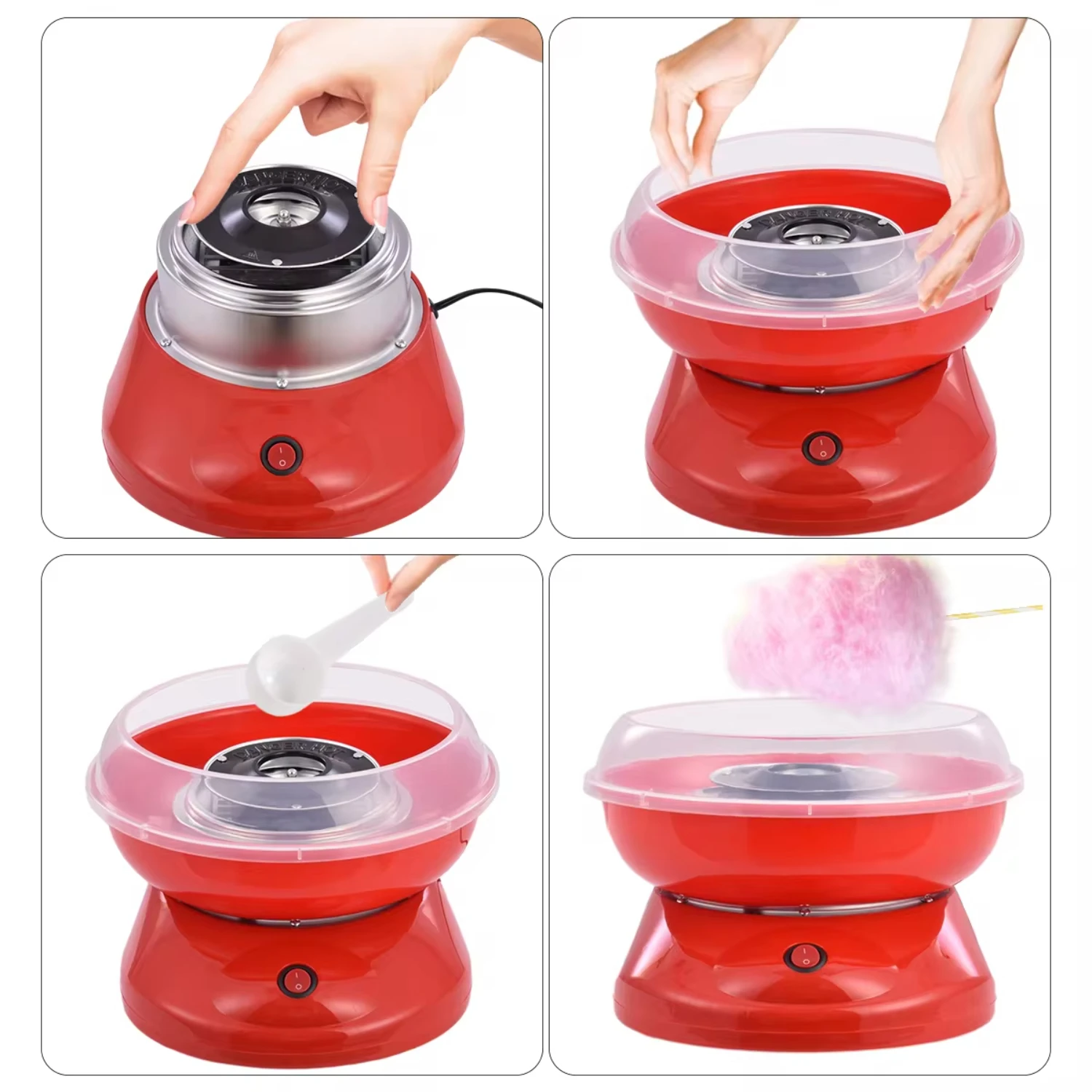 Mini  Children\'s Cotton Candy Machine - C450 Stainless Steel Bottom Slot Flavor and Color Matching as You Like