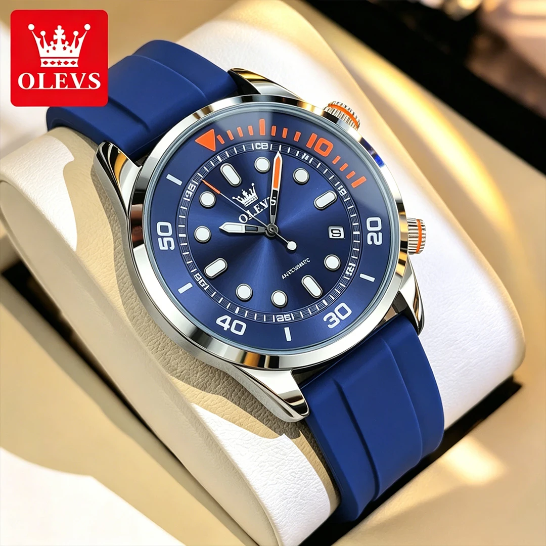 

OLEVS Men's Watches Trend Fashion Silicone Strap Original Brand Automatic Mechanical Wristwatch Waterproof Luminous Date 6751