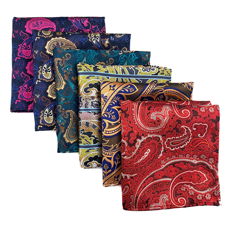 Pochette Polyvalente en Polyester de 25x25cm pour Homme et Femme, Mouchoir Paisley, Fleur de Cajou, pour Banquet, ixde Mariage