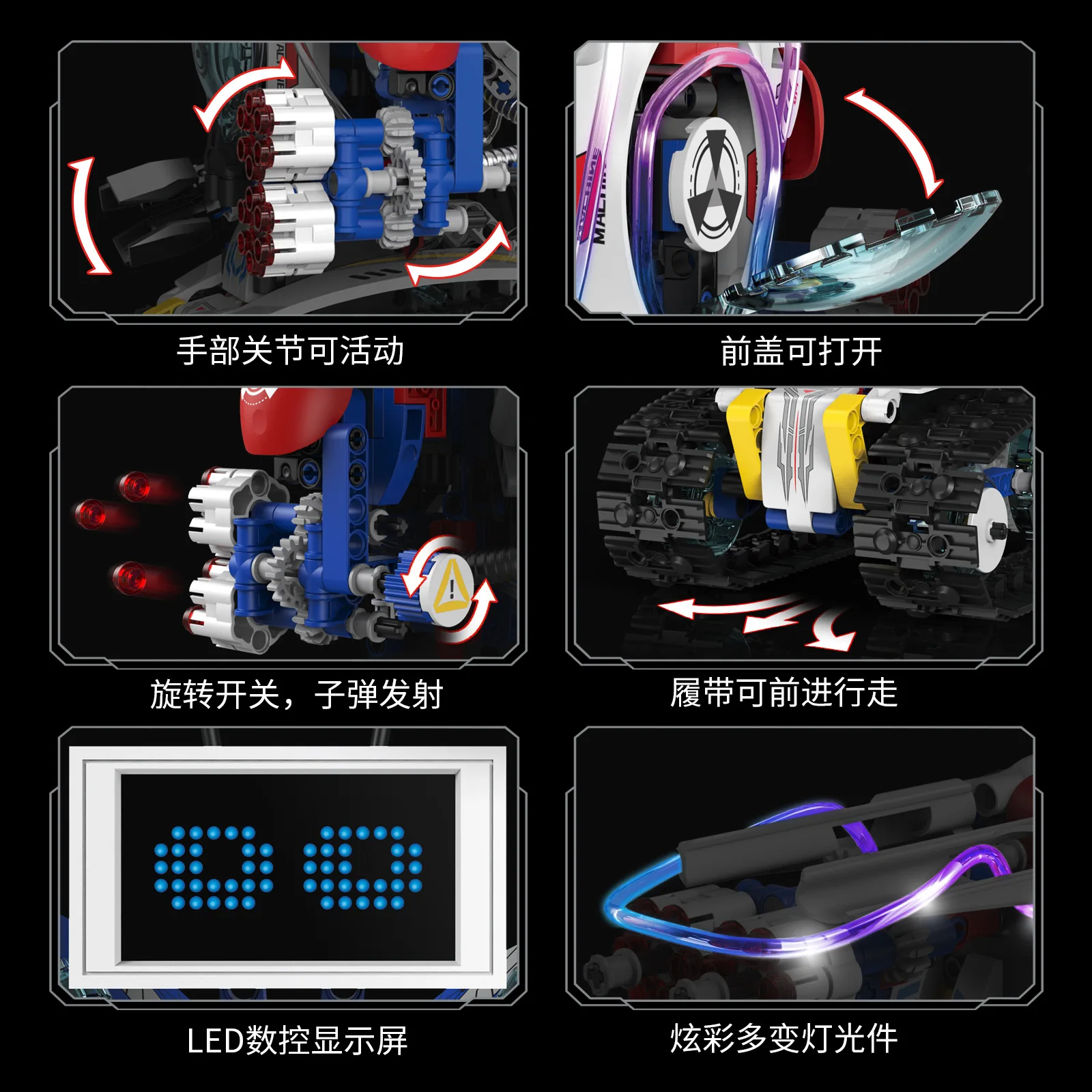 

Светодиодный программируемый пульт дистанционного управления, робот 5-в-1, строительные блоки, маленькие частицы, собранный игрушечный автомобиль, комплект модели, детский праздничный подарок K96164