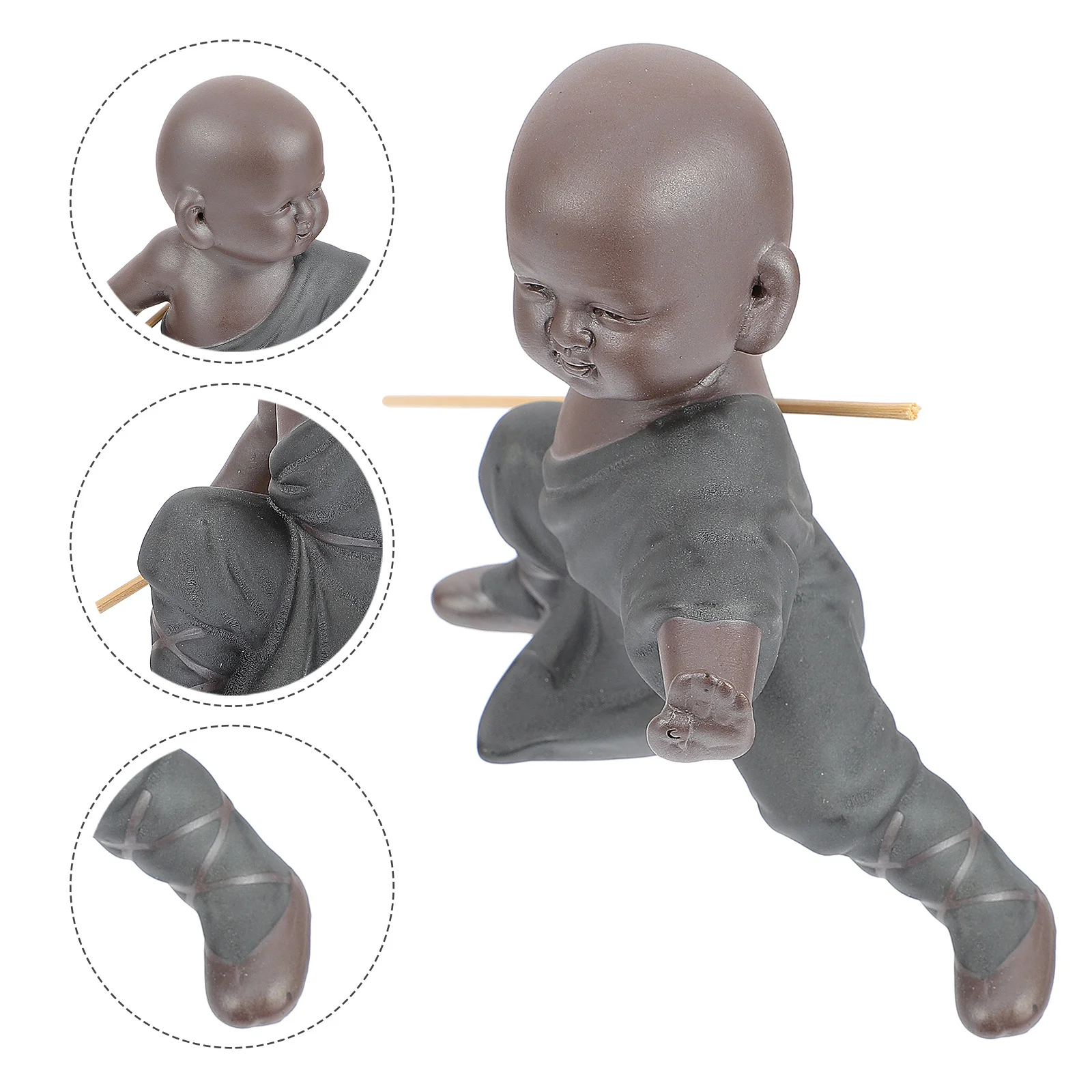 

1Pcs Kung Fu Tea Decor Ornament Finely Processed Ceramic Craft Reliable Quality Blessing Gift Monk Ornament