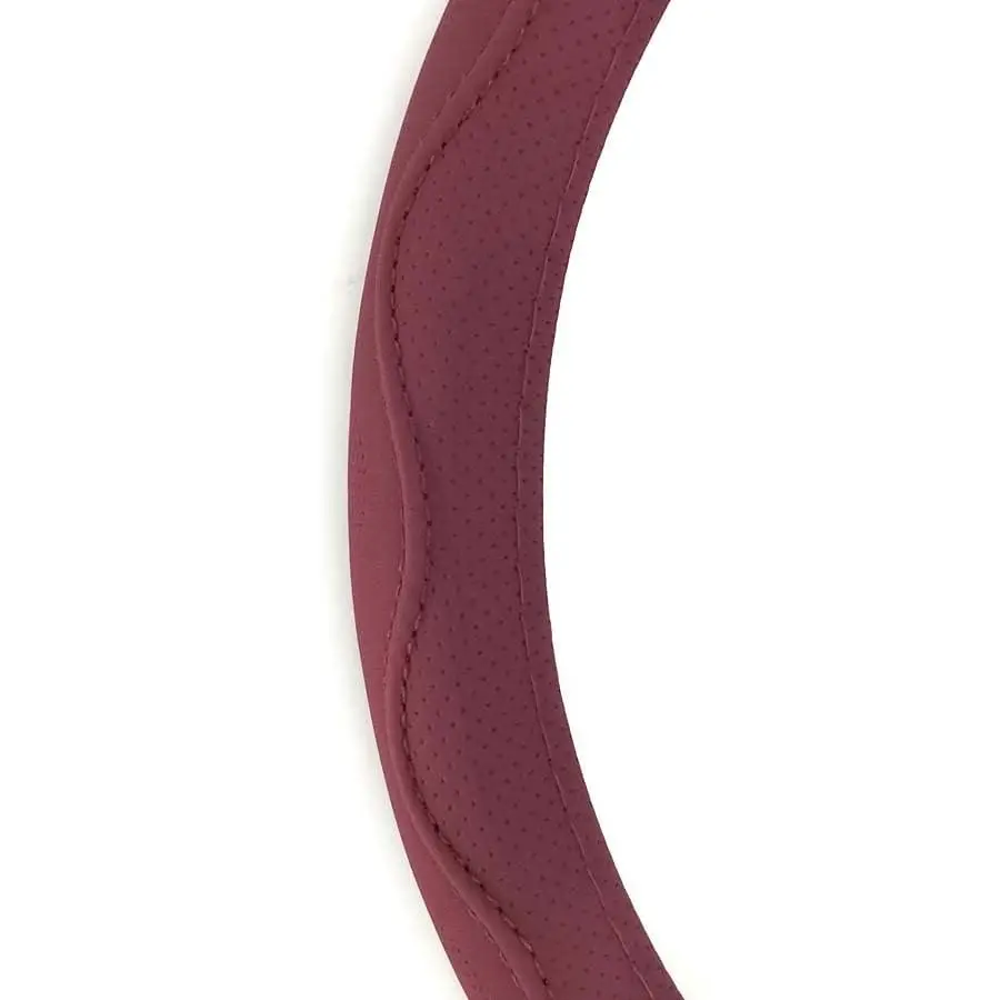 Picture 5: Universal 38cm Car Steering Wheel Cover Burgundy Dynamic Fiber Leather Embossed
