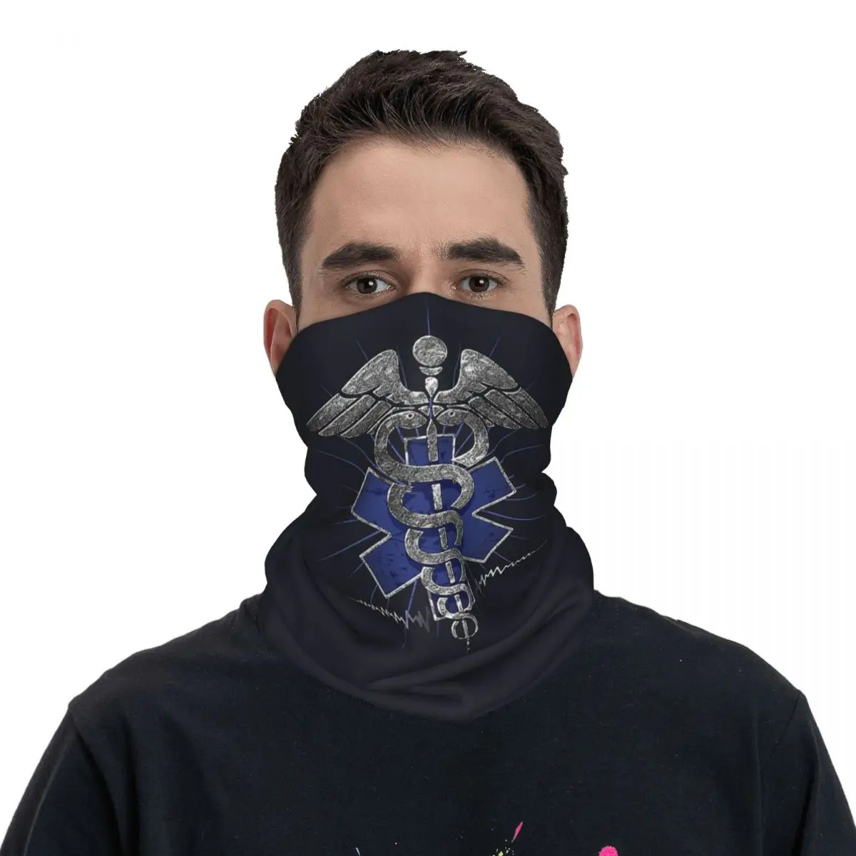 Emt Star Of Life Bandana cubierta para el cuello impreso máscara envolvente bufanda diadema cálida ciclismo para hombres mujeres adultos a prueba de viento