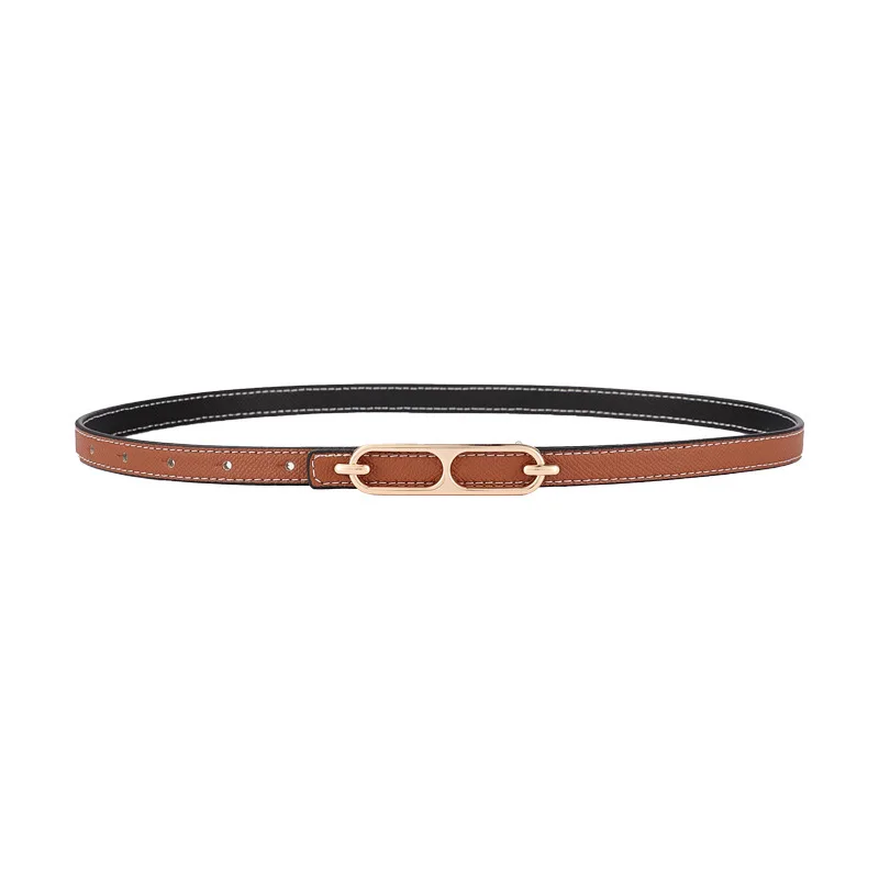 

Thin Width Retro Handmade Copper Buckle Women Belt Designer Belt Second Leather Belt Ladies Both Side Dress Shirts Bands