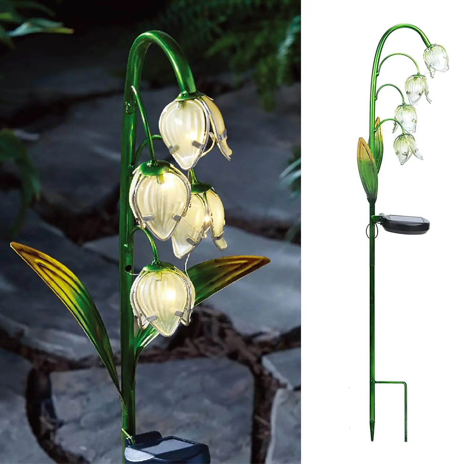 

Solar Garden Decor Stake Outdoor Light Glass Flower Stake for Yard Lawn Decor Backyard Decorations