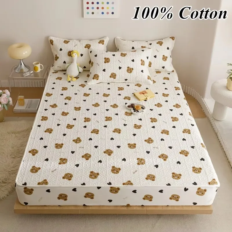 

1pc Bedspread Pure Cotton Bed Cover Simple Style Mattress Cover Thicken Bed Linen fundas de colchón (No Pillowcase)