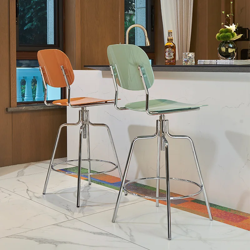 Chaises de Bar modernes, chaise réglable en hauteur, tabouret de Bar pivotant au sol, dossier de cuisine, tabourets de Bar, tabouret de pièce esthétique minimaliste