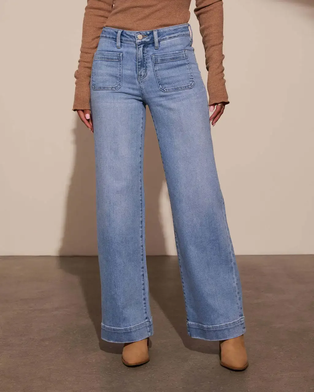 

Jeans Women denim Wide Leg Pants High Waist 2026 Female Washed Distressed Pockets Strecth Denims Straight Trousers Streetwear