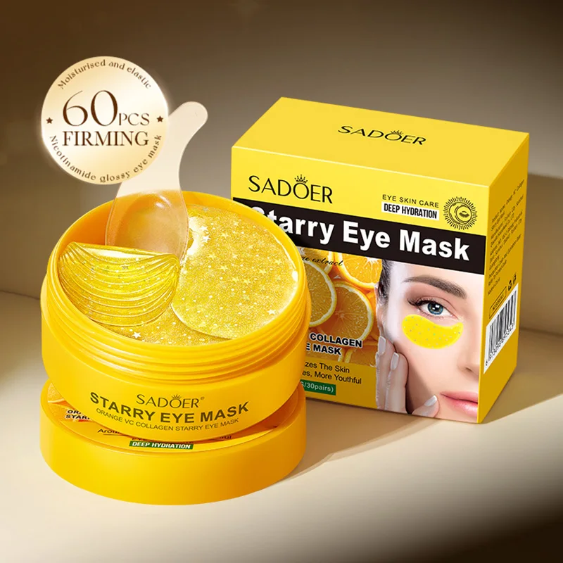 60 Stück SADOER Vitamin C Kristall Kollagen Augenmaske Anti Augenringe unter den Augen Feuchtigkeitsspendende Anti-Falten Anti-Aging-Augenklappen