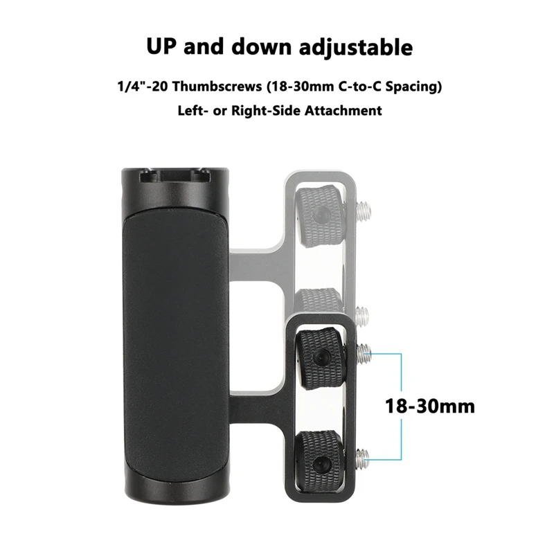 Universal Side Handle Grip With Dual 1/4 In-20 Screw Mount For Left Right-Hand For Monitoe Camera Cage Handle Grip