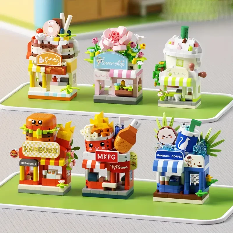 

Мини-городский вид на улицу, строительные блоки, дом, мини-строительные блоки, магазин игрушек, магазин, магазин для домашнего декора, игрушки для взрослых и детей