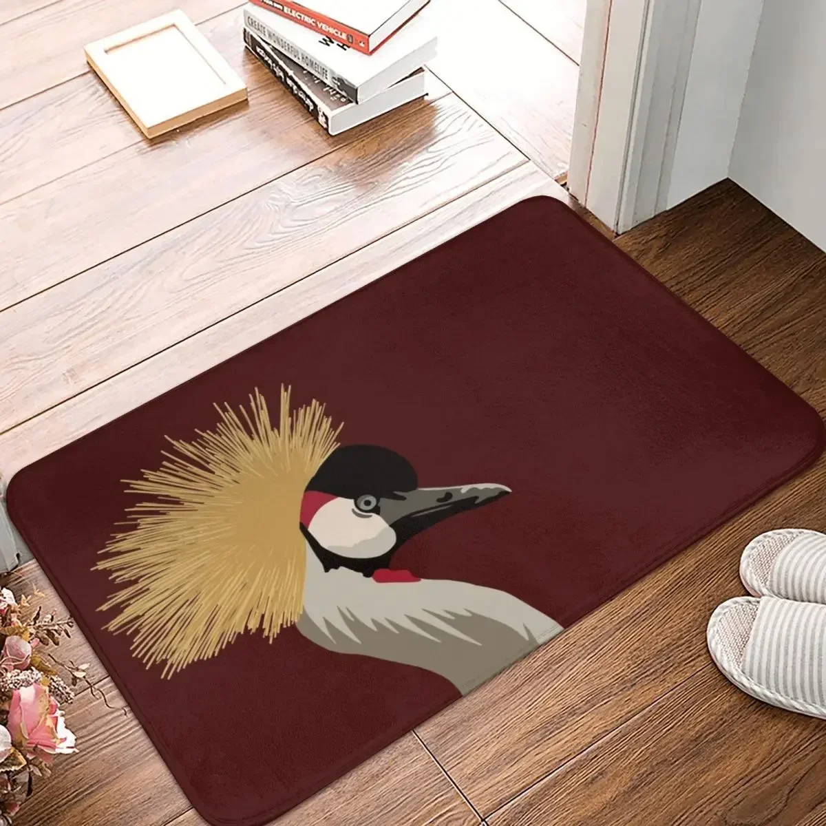 Crowned Crane Portrait Doormat Rug Carpet Mat Footpad Polyester Anti-slip Durable Front Room Corridor Kitchen Bedroom Toilet