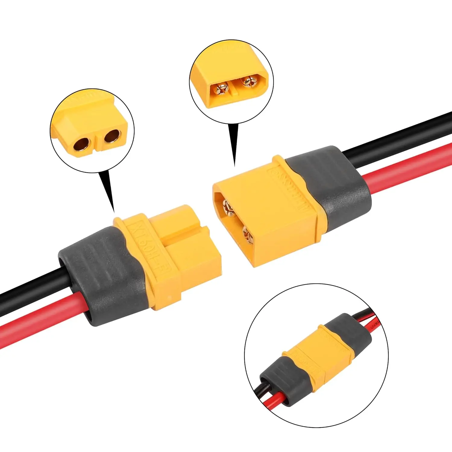 XT60H Plugs Male Female Bullet Connector Wire Cable Connectors Adapter XT60 Power Plug with Sheathfor RC Lipo Battery Airplane
