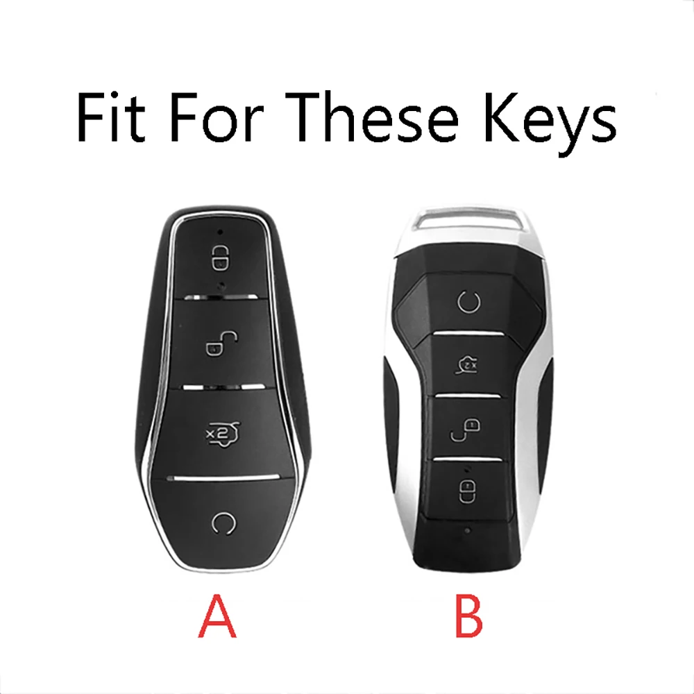 Key Case Cover for BYD Song Plus Atto 3 Han EV Tang DM Qin Seal Dolphin Leather Metal Remote Fob Holder Keychain Car Accessories