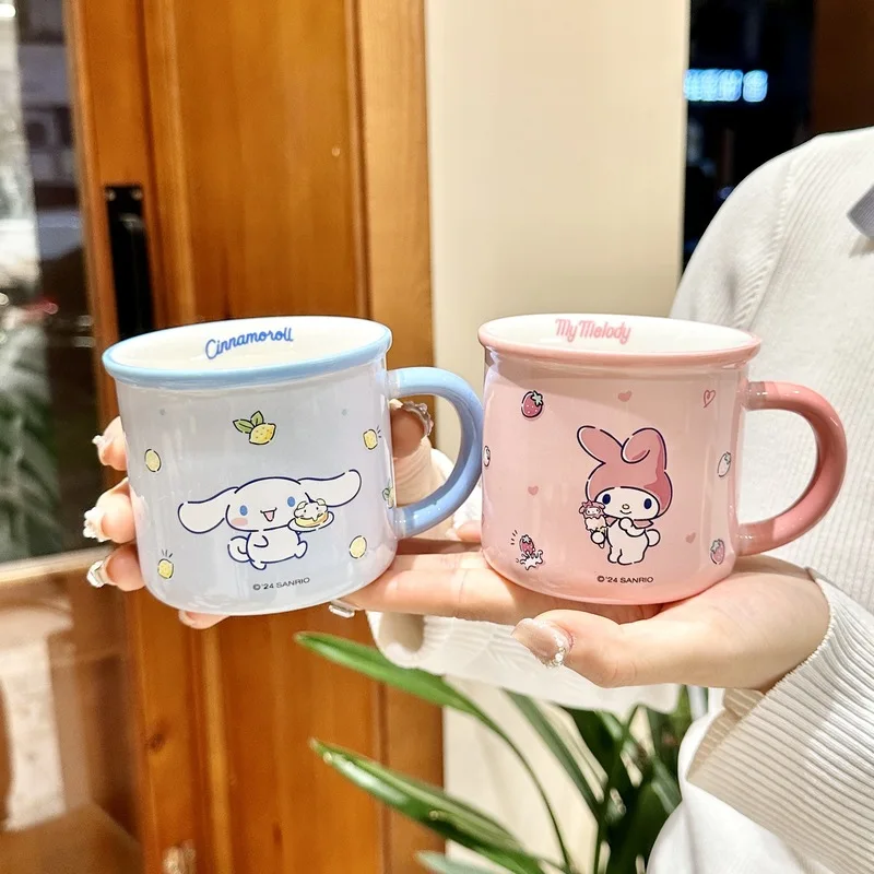 Kuromi My Melody Ceramic Cup Cute Cartoon Household Pochacco Imitation Enamel Water Cup Kawaii Children Holiday Birthday Gift