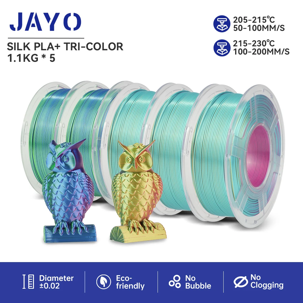 JAYO PLA Regenboog/ZIJDE Regenboog 3D-filament 5,5 kg PLA + 1,75 mm Netjes wond Goede taaiheid Kleurrijk voor FDM 3D-printmaterialen - afbeelding 1