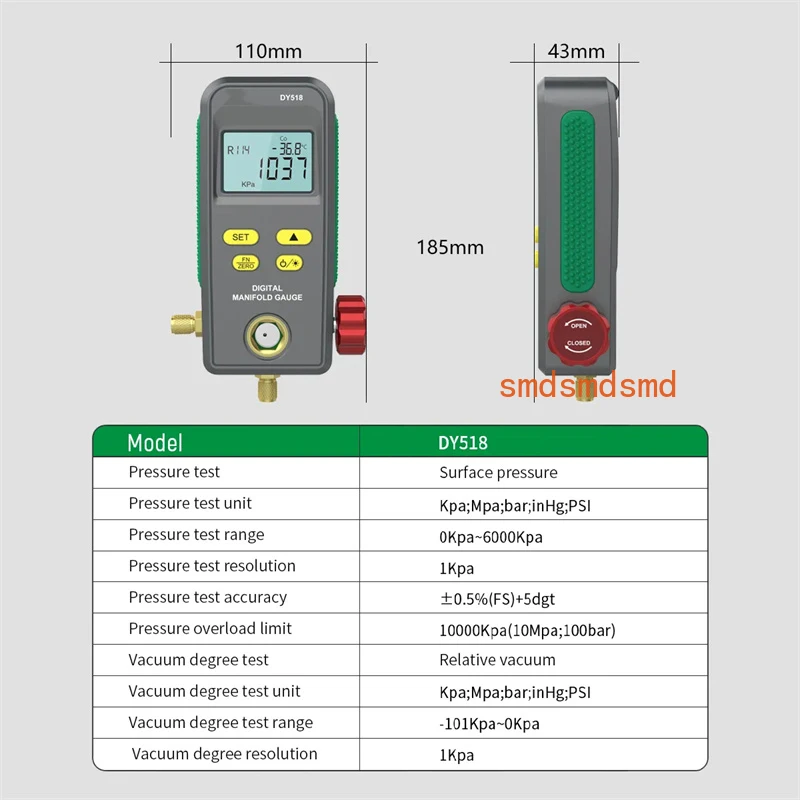 Refrigerant Vacuum Gauge Pressure Detection Of Refrigerant Operating Conditions Maintenance Pressure Gauge for Air Conditioner