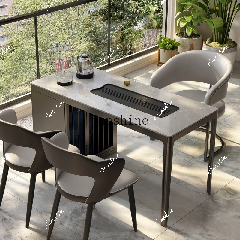 

Household modern light luxury rock slab tea table high-end small apartment 1.2 meters FT