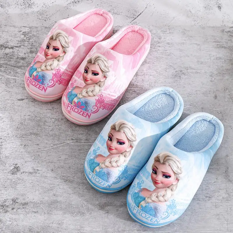 Zapatillas de algodón de Frozen para niñas de Disney, zapatos deportivos de fondo suave antideslizantes, regalo para niñas